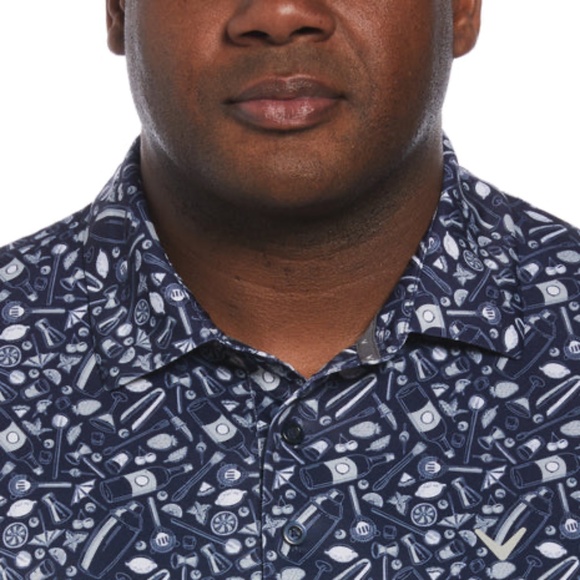 NWT - Callaway Men's All Over Tropical Print Polo Shirt - Picture 5 of 6